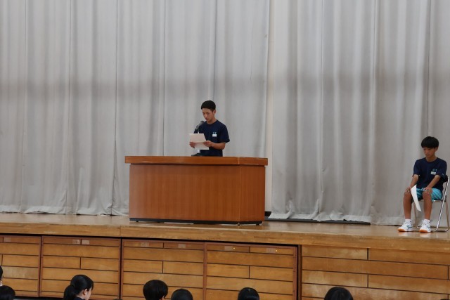 ２年生　夏休みの反省と２学期の抱負