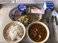 チキンカレーライス　ひじき入りサラダ　ヨーグルト　牛乳